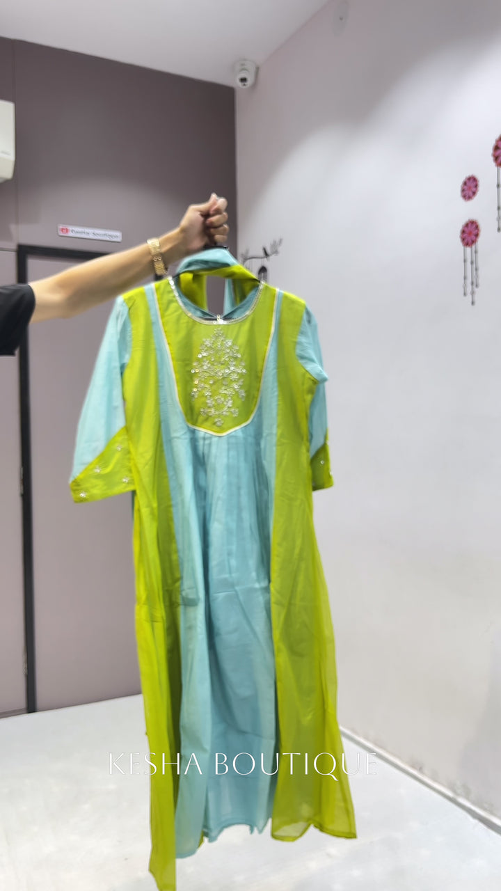 SHADED STYLISH MAL CHANDERI DRESS