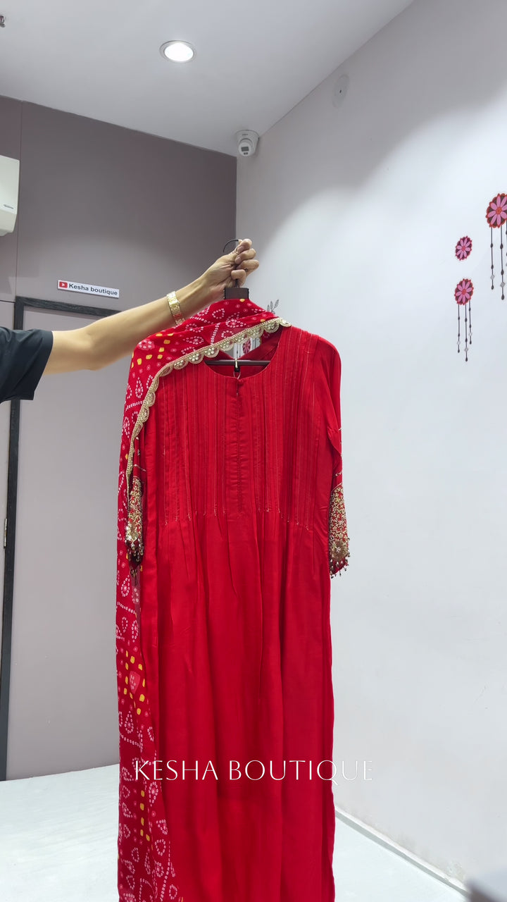 CLASSIC RED DOLA SILK DRESS