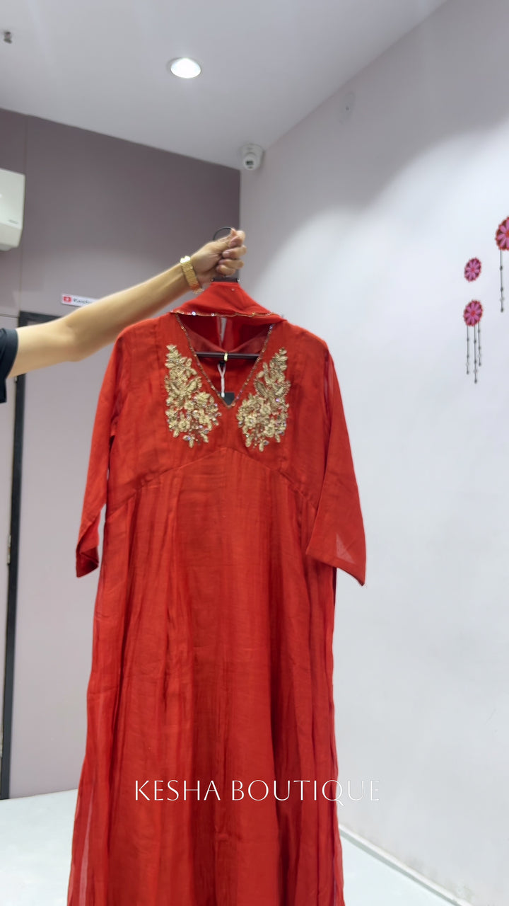 PREMIUM MAL CHANDERI ANARKALI DRESS🌸