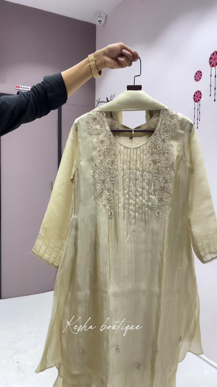 STYLISH TISSUE PLAZO SUIT