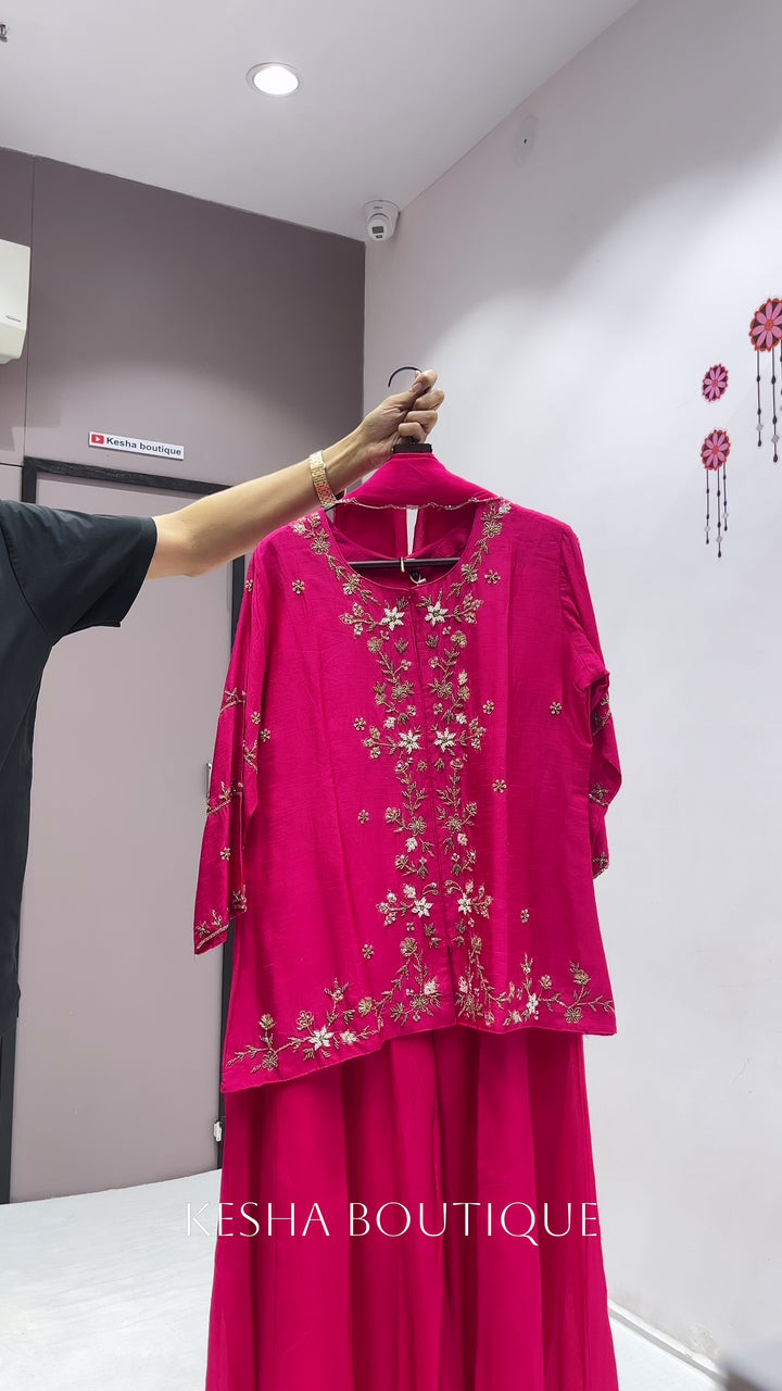 ELEGANCE RANI SHORT TOP PLAZO SET