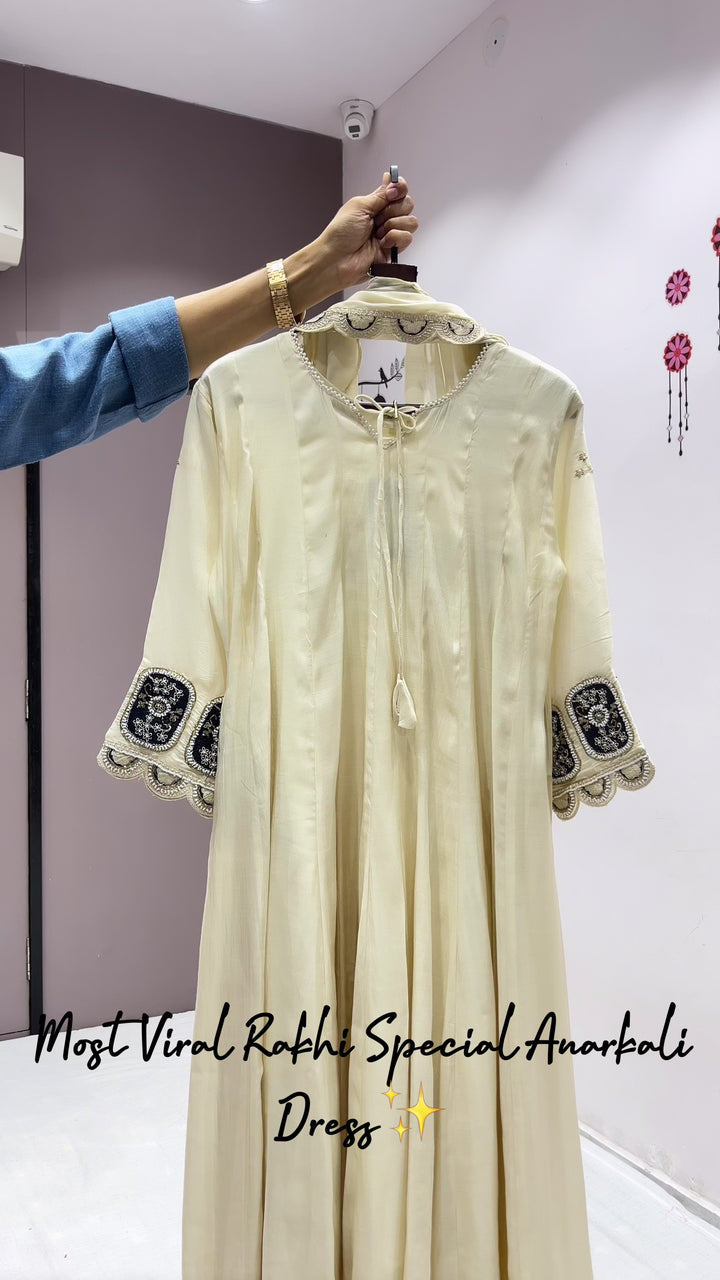 CREAMIEST ANARKALI MUL CHANDERI